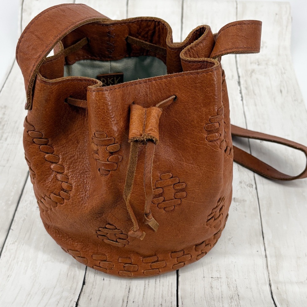 Handmade Brown Leather Bucket Bag Britta Keenan 8” x 10” Crossbody